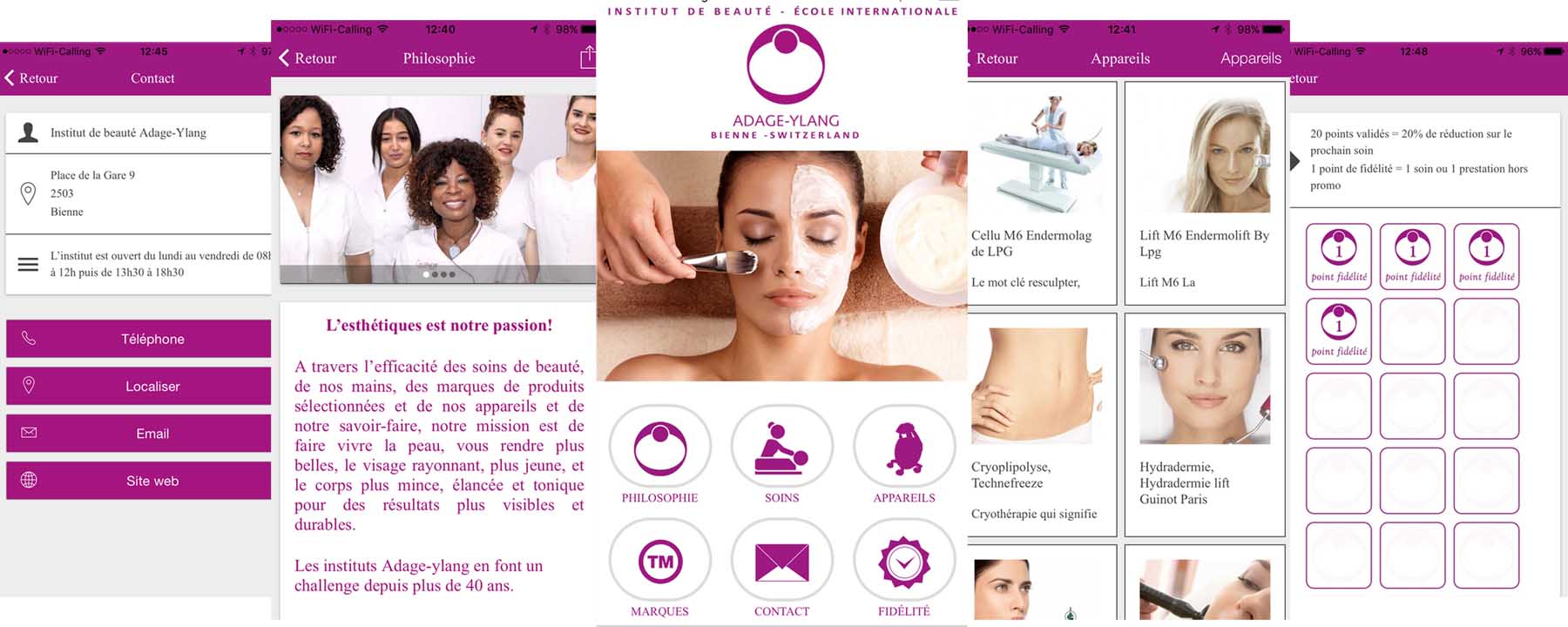 Application pour école ou institut de beauté
